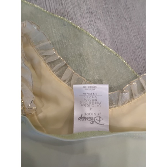 Disney Store Princess Tiana Costume Dress Girls Size 4 Green Gold Glitter Flower - Picture 5 of 6